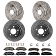 KIT-073024-2586 4-Wheel Set Front and Rear Brake Disc and Pad Kit, Cross-drilled and Slotted 5 Lugs Front-323 mm/Rear-292 mm Ceramic, Includes (2) Brake Pad Set and (4) Brake Disc