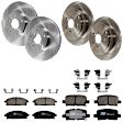 KIT-073024-259 4-Wheel Set Front and Rear Brake Disc and Pad Kit, Plain Surface 5 Lugs Front-299.97 mm/Rear-312.93 mm Ceramic, Includes (4) Brake Disc and (2) Brake Pad Set