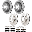 KIT-073024-2618 4-Wheel Set Front and Rear Brake Disc and Pad Kit, Cross-drilled and Slotted 6 Lugs Front-305.05 mm/Rear-329.69 mm Front-Semi-Metallic/Rear-Ceramic, Includes (4) Brake Disc and (2) Brake Pad Set