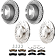 KIT-073024-2619 4-Wheel Set Front and Rear Brake Disc and Pad Kit, Cross-drilled and Slotted 6 Lugs Front-305.05 mm/Rear-329.69 mm Ceramic, Includes (4) Brake Disc and (2) Brake Pad Set