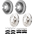 KIT-073024-2621 4-Wheel Set Front and Rear Brake Disc and Pad Kit, Cross-drilled and Slotted 6 Lugs Front-305.05 mm/Rear-329.69 mm Front-Ceramic/Rear-Semi-Metallic, Includes (4) Brake Disc and (2) Brake Pad Set