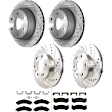 KIT-073024-2622 4-Wheel Set Front and Rear Brake Disc and Pad Kit, Cross-drilled and Slotted 6 Lugs Front-305.05 mm/Rear-329.69 mm Semi-metallic, Includes (4) Brake Disc and (2) Brake Pad Set