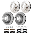 KIT-073024-2623 4-Wheel Set Front and Rear Brake Disc and Pad Kit, Cross-drilled and Slotted 6 Lugs Front-305.05 mm/Rear-329.69 mm Front-Ceramic/Rear-Semi-Metallic, Includes (4) Brake Disc and (2) Brake Pad Set