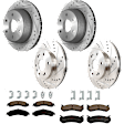 KIT-073024-2627 4-Wheel Set Front and Rear Brake Disc and Pad Kit, Cross-drilled and Slotted 6 Lugs Front-305.05 mm/Rear-329.69 mm Ceramic, Includes (4) Brake Disc and (2) Brake Pad Set