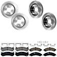 KIT-073024-2633 4-Wheel Set Front and Rear Brake Disc and Pad Kit, Plain Surface 6 Lugs Front-305.05 mm/Rear-329.69 mm Ceramic, Includes (2) Brake Pad Set and (4) Brake Disc