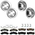 KIT-073024-2635 4-Wheel Set Front and Rear Brake Disc and Pad Kit, Plain Surface 6 Lugs Front-305.05 mm/Rear-329.69 mm Ceramic, Includes (2) Brake Pad Set and (4) Brake Disc