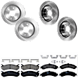 KIT-073024-2637 Front and Rear Brake Disc and Pad Kit, Plain Surface, 6 Lugs, Front-305.05 mm/Rear-329.69 mm, Front-Ceramic/Rear-Semi-Metallic