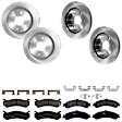 KIT-073024-2638 4-Wheel Set Front and Rear Brake Disc and Pad Kit, Plain Surface 6 Lugs Front-305.05 mm/Rear-329.69 mm Semi-metallic, Includes (2) Brake Pad Set and (4) Brake Disc