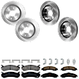 KIT-073024-2641 4-Wheel Set Front and Rear Brake Disc and Pad Kit, Plain Surface 6 Lugs Front-305.05 mm/Rear-329.69 mm Ceramic, Includes (2) Brake Pad Set and (4) Brake Disc