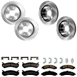KIT-073024-2642 4-Wheel Set Front and Rear Brake Disc and Pad Kit, Plain Surface 6 Lugs Semi-Metallic - Front, Ceramic - Rear