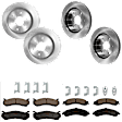 KIT-073024-2643 4-Wheel Set Front and Rear Brake Disc and Pad Kit, Plain Surface 6 Lugs Front-305.05 mm/Rear-329.69 mm Ceramic, Includes (2) Brake Pad Set and (4) Brake Disc