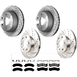 KIT-073024-2665 4-Wheel Set Front and Rear Brake Disc and Pad Kit, Cross-drilled and Slotted 6 Lugs Front-305.05 mm/Rear-329.69 mm Ceramic, Includes (4) Brake Disc and (2) Brake Pad Set
