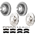 KIT-073024-2666 4-Wheel Set Front and Rear Brake Disc and Pad Kit, Cross-drilled and Slotted 6 Lugs Front-305.05 mm/Rear-329.69 mm Front-Semi-Metallic/Rear-Ceramic, Includes (4) Brake Disc and (2) Brake Pad Set