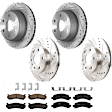 KIT-073024-2667 4-Wheel Set Front and Rear Brake Disc and Pad Kit, Cross-drilled and Slotted 6 Lugs Front-305.05 mm/Rear-329.69 mm Ceramic, Includes (4) Brake Disc and (2) Brake Pad Set