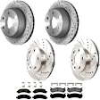 KIT-073024-2673 4-Wheel Set Front and Rear Brake Disc and Pad Kit, Cross-drilled and Slotted 6 Lugs Front-305.05 mm/Rear-329.69 mm Front-Ceramic/Rear-Semi-Metallic, Includes (4) Brake Disc and (2) Brake Pad Set