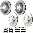 KIT-073024-2674 4-Wheel Set Front and Rear Brake Disc and Pad Kit, Cross-drilled and Slotted 6 Lugs Front-305.05 mm/Rear-329.69 mm Semi-metallic, Includes (4) Brake Disc and (2) Brake Pad Set