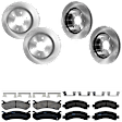 KIT-073024-2681 4-Wheel Set Front and Rear Brake Disc and Pad Kit, Plain Surface 6 Lugs Front-305.05 mm/Rear-329.69 mm Ceramic, Includes (2) Brake Pad Set and (4) Brake Disc