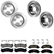 KIT-073024-2689 4-Wheel Set Front and Rear Brake Disc and Pad Kit, Plain Surface 6 Lugs Ceramic - Front, Semi-Metallic - Rear