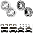 KIT-073024-2690 4-Wheel Set Front and Rear Brake Disc and Pad Kit, Plain Surface 6 Lugs Front-305.05 mm/Rear-329.69 mm Semi-metallic, Includes (2) Brake Pad Set and (4) Brake Disc
