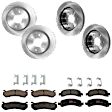 KIT-073024-2691 4-Wheel Set Front and Rear Brake Disc and Pad Kit, Plain Surface 6 Lugs Ceramic - Front, Semi-Metallic - Rear