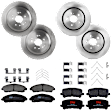 KIT-073024-271 Front and Rear Brake Disc and Pad Kit, Plain Surface, 5 Lugs, Front-320 mm/Rear-330 mm, Front-Ceramic/Rear-Semi-Metallic