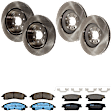 KIT-073024-2720 4-Wheel Set Front and Rear Brake Disc and Pad Kit, Plain Surface 6 Lugs Front-323.09 mm/Rear-319.02 mm Ceramic, Includes (4) Brake Disc and (2) Brake Pad Set