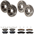 KIT-073024-2721 4-Wheel Set Front and Rear Brake Disc and Pad Kit, Plain Surface 6 Lugs Front-323.09 mm/Rear-319.02 mm Ceramic, Includes (4) Brake Disc and (2) Brake Pad Set