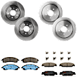 KIT-073024-2735 4-Wheel Set Front and Rear Brake Disc and Pad Kit, Plain Surface 5 Lugs Front-303.02 mm/Rear-297.94 mm Ceramic, Includes (4) Brake Disc and (2) Brake Pad Set