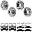 KIT-073024-2782 4-Wheel Set Front and Rear Brake Disc and Pad Kit, Plain Surface, 6 Lugs, Ceramic - Front, Semi-Metallic - Rear