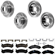 KIT-073024-2783 4-Wheel Set Front and Rear Brake Disc and Pad Kit, Plain Surface 6 Lugs Front-305.05 mm/Rear-325.12 mm Semi-metallic, Includes (2) Brake Pad Set and (4) Brake Disc