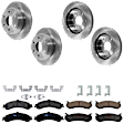 KIT-073024-2784 4-Wheel Set Front and Rear Brake Disc and Pad Kit, Plain Surface, 6 Lugs, Ceramic - Front, Semi-Metallic - Rear