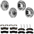 KIT-073024-2791 4-Wheel Set Front and Rear Brake Disc and Pad Kit, Plain Surface 6 Lugs Front-305.05 mm/Rear-325.12 mm Semi-metallic, Includes (2) Brake Pad Set and (4) Brake Disc