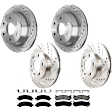 KIT-073024-2802 4-Wheel Set Front and Rear Brake Disc and Pad Kit, Cross-drilled and Slotted 6 Lugs Front-305.05 mm/Rear-325.12 mm Ceramic, Includes (4) Brake Disc and (2) Brake Pad Set