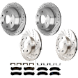 KIT-073024-2803 4-Wheel Set Front and Rear Brake Disc and Pad Kit, Cross-drilled and Slotted 6 Lugs Front-305.05 mm/Rear-325.12 mm Front-Semi-Metallic/Rear-Ceramic, Includes (4) Brake Disc and (2) Brake Pad Set