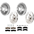 KIT-073024-2804 4-Wheel Set Front and Rear Brake Disc and Pad Kit, Cross-drilled and Slotted 6 Lugs Front-305.05 mm/Rear-325.12 mm Ceramic, Includes (4) Brake Disc and (2) Brake Pad Set