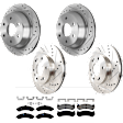 KIT-073024-2814 4-Wheel Set Front and Rear Brake Disc and Pad Kit, Cross-drilled and Slotted 6 Lugs Front-305.05 mm/Rear-325.12 mm Front-Ceramic/Rear-Semi-Metallic, Includes (4) Brake Disc and (2) Brake Pad Set