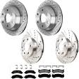 KIT-073024-2822 4-Wheel Set Front and Rear Brake Disc and Pad Kit, Cross-drilled and Slotted 6 Lugs Front-305.05 mm/Rear-325.12 mm Front-Ceramic/Rear-Semi-Metallic, Includes (4) Brake Disc and (2) Brake Pad Set