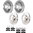 KIT-073024-2823 4-Wheel Set Front and Rear Brake Disc and Pad Kit, Cross-drilled and Slotted 6 Lugs Front-305.05 mm/Rear-325.12 mm Semi-metallic, Includes (4) Brake Disc and (2) Brake Pad Set