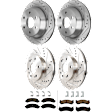 KIT-073024-2824 4-Wheel Set Front and Rear Brake Disc and Pad Kit, Cross-drilled and Slotted 6 Lugs Front-305.05 mm/Rear-325.12 mm Front-Ceramic/Rear-Semi-Metallic, Includes (4) Brake Disc and (2) Brake Pad Set