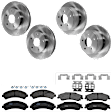 KIT-073024-2842 4-Wheel Set Front and Rear Brake Disc and Pad Kit, Plain Surface 5 Lugs Front-275 mm/Rear-294.89 mm Semi-metallic, Includes (4) Brake Disc and (2) Brake Pad Set