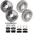 KIT-073024-287 4-Wheel Set Brake Disc and Pad Kit, Cross-drilled and Slotted 5 Lugs Front-296 mm/Rear-304.4 mm Ceramic, Includes (4) Brake Disc and (2) Brake Pad Set