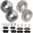 KIT-073024-293 4-Wheel Set Brake Disc and Pad Kit, Cross-drilled and Slotted 5 Lugs Front-296 mm/Rear-304.4 mm Ceramic, Includes (4) Brake Disc and (2) Brake Pad Set