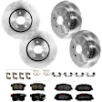 KIT-073024-299 4-Wheel Set Front and Rear Brake Disc and Pad Kit, Plain Surface 5 Lugs Front-311.91 mm/Rear-304.55 mm Ceramic, Includes (4) Brake Disc and (2) Brake Pad Set
