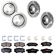 KIT-073024-3013 4-Wheel Set Brake Disc and Pad Kit, Plain Surface 5 Lugs Front-344.93 mm/Rear-324 mm Front-Ceramic/Rear-Semi-Metallic, Includes (4) Brake Disc and (2) Brake Pad Set