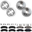 KIT-073024-3025 4-Wheel Set Front and Rear Brake Disc and Pad Kit, Plain Surface 6 Lugs Front-329.95 mm/Rear-329.69 mm Ceramic, Includes (4) Brake Disc and (2) Brake Pad Set