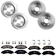 KIT-073024-3033 4-Wheel Set Front and Rear Brake Disc and Pad Kit, Plain Surface 6 Lugs Front-329.95 mm/Rear-329.69 mm Front-Ceramic/Rear-Semi-Metallic, Includes (2) Brake Pad Set and (4) Brake Disc