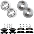 KIT-073024-3034 4-Wheel Set Front and Rear Brake Disc and Pad Kit, Plain Surface 6 Lugs Front-329.95 mm/Rear-329.69 mm Semi-metallic, Includes (2) Brake Pad Set and (4) Brake Disc