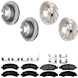 KIT-073024-3042 4-Wheel Set Front and Rear Brake Disc and Pad Kit, Cross-drilled and Slotted 6 Lugs Front-329.95 mm/Rear-329.69 mm Front-Semi-Metallic/Rear-Ceramic, Includes (4) Brake Disc and (2) Brake Pad Set