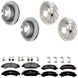 KIT-073024-3049 4-Wheel Set Front and Rear Brake Disc and Pad Kit, Cross-drilled and Slotted 6 Lugs Front-329.95 mm/Rear-329.69 mm Front-Ceramic/Rear-Semi-Metallic, Includes (4) Brake Disc and (2) Brake Pad Set