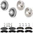 KIT-073024-3050 4-Wheel Set Front and Rear Brake Disc and Pad Kit, Cross-drilled and Slotted 6 Lugs Front-329.95 mm/Rear-329.69 mm Semi-metallic, Includes (4) Brake Disc and (2) Brake Pad Set